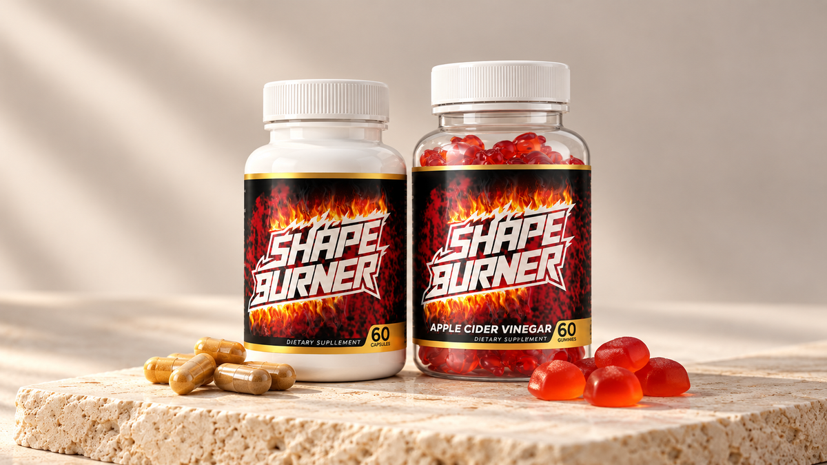 Shape Burner capsules and apple cider vinegar gummies side by side